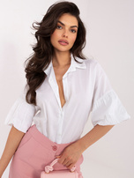 Biała bawełniana koszula z rękawem 3/4