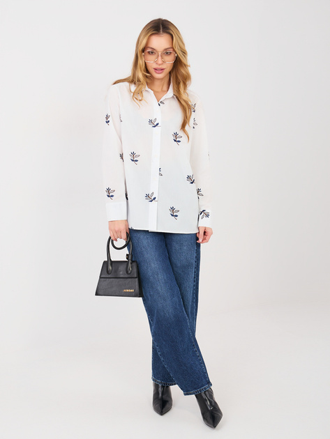 Biała rozpinana koszula z haftem