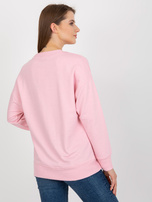 Hurt Jasnoróżowa bluza basic bez kaptura z rozcięciami