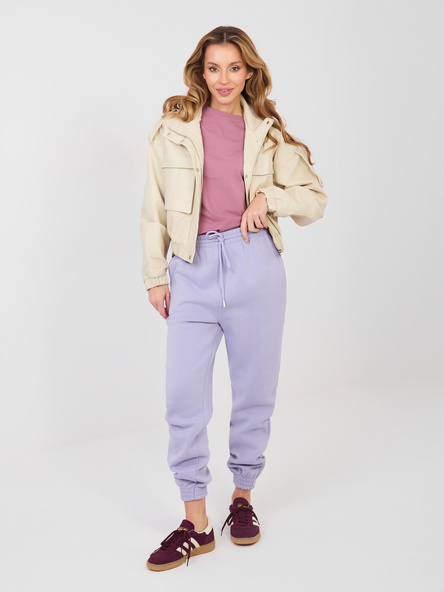 Pastelowe fioletowe dresowe spodnie joggery