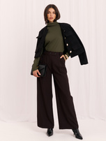 Khaki damski bluzka basic w prążki 