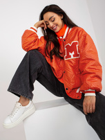 Hurtownia Pomarańczowa pikowana kurtka bomber z naszywką