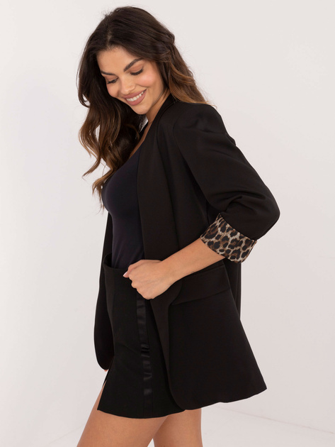 Hurtownia Czarna damska marynarka bez zapięcia