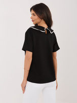 Czarna wizytowa bluzka z kołnierzykiem