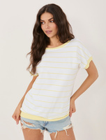 Jasnożółta bawełniana bluzka w paski