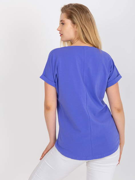 Fioletowy asymetryczny t-shirt plus size z bawełny