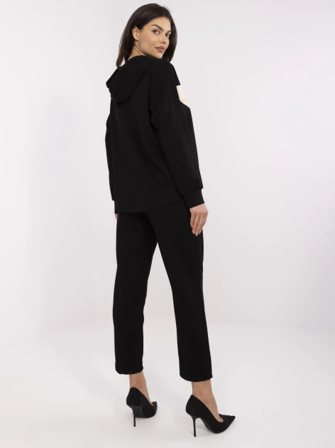 Hurt Czarny casualowy komplet damski z wiskozą