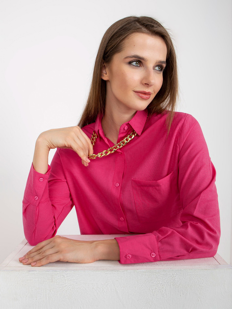 Hurt Fuksjowa rozpinana koszula oversize z łańcuszkiem