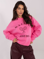 Różowa dresowa bluza oversize z haftem