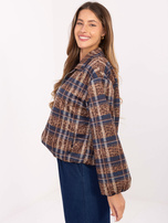 Ciemnocamelowo-niebieska przejściowa kurtka z suwakiem RUE PARIS 