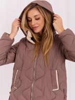 Hurt braune gesteppte Übergangsjacke mit Kapuze.