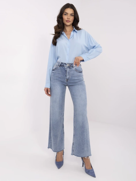 Niebieskie damskie jeansy wide leg