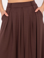 Ciemnobrązowa maxi spódnica z zakładkami 