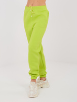 Limonkowe dresowe spodnie basic z ociepleniem 