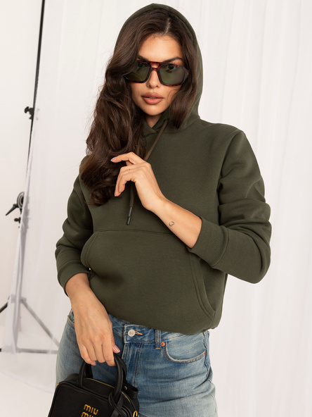 Hurt Khaki dresowa damska bluza basic kangurka RUE PARIS