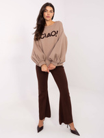 Ciemnobeżowa bluza z bufiastymi rękawami RUE PARIS