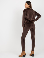 Hurtownia Ciemnobrązowy komplet welurowy z legginsami