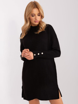 Hurt Czarna damska sukienka dzianinowa w prążek 