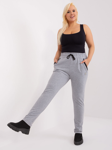 Hurt Szare melanżowe spodnie plus size z naszywką