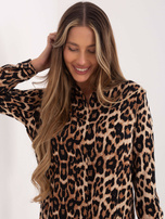 Brązowo-czarna sukienka w cętki Debora RUE PARIS