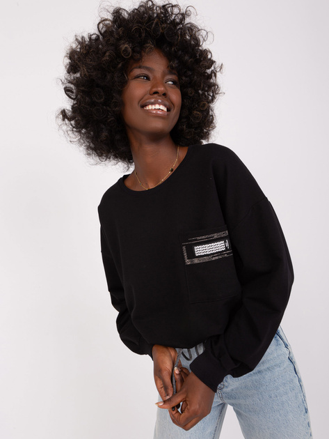 Hurt Czarna bluzka na co dzień z długim rękawem