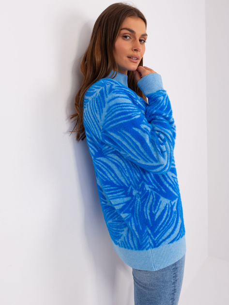 Hurt Niebieski damski sweter z golfem z wiskozą