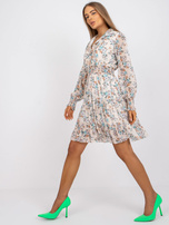 Beżowa mini sukienka z kwiatowym printem