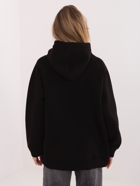 Czarno-ciemnobeżowa bluza z haftowanym napisem RUE PARIS