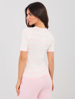 Jasnoróżowy damski sweter z krótkim rękawem 