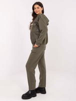 Khaki casualowy komplet z kieszeniami