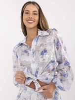 Niebieski damski komplet ze spódnico-szortami