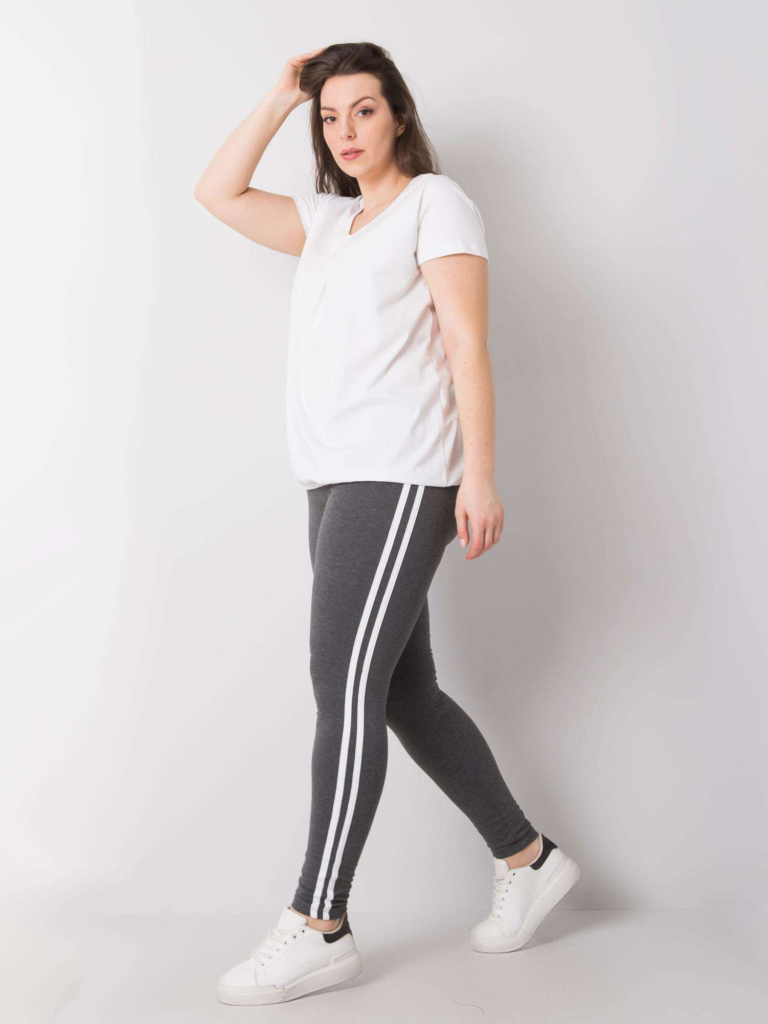 Tmavě šedé melírované bavlněné legíny plus size Millie.