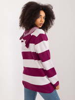 Hurt Fioletowo-biały sweter rozpinany z wiskozą