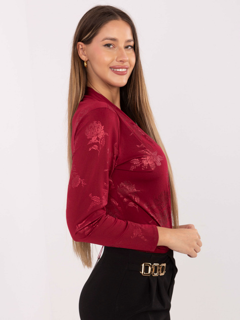 Bordowe eleganckie body w kwiaty