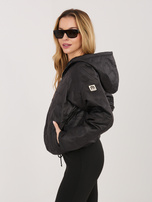 Czarna damska kurtka z kwiatowym pikowaniem RUE PARIS 