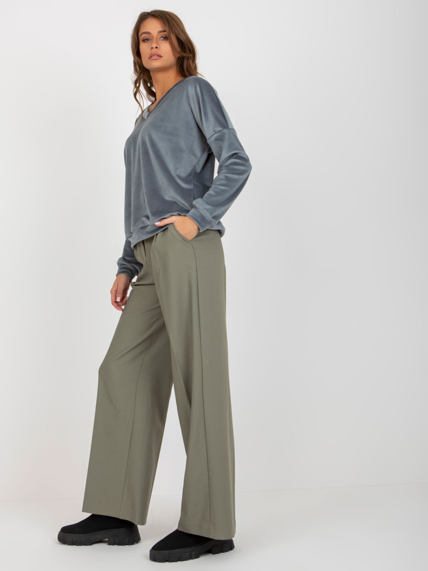 Hurt Light blue velvet sweatshirt without a hood made of viscose.