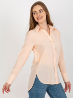 Hurt Brzoskwiniowa damska koszula klasyczna z kołnierzem