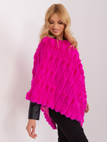 Hurtownia Fuksjowe futrzane poncho damskie