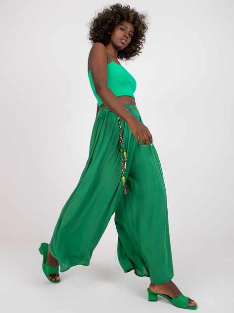 Zielone szerokie spodnie z materiału palazzo Surie OCH BELLA