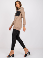 Ciemnobeżowy komplet dresowy z legginsami Elba