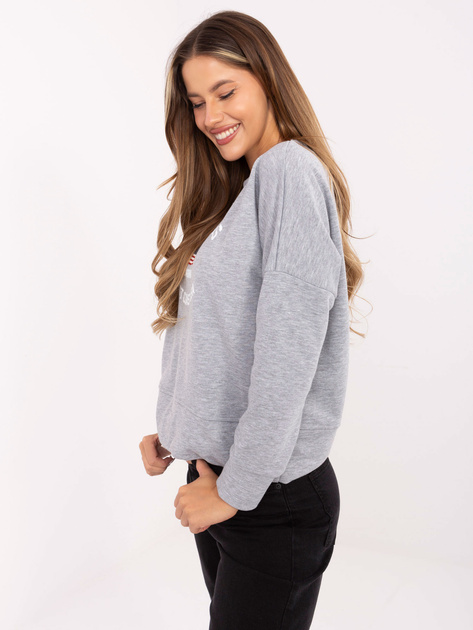 Szara melanżowa bluza z printem RUE PARIS