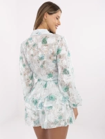 Miętowy dwuczęściowy komplet z haftem