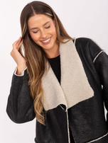 Czarna damska kurtka z kożuchem