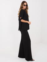 Czarny damski komplet z wiązaniem na rękawach