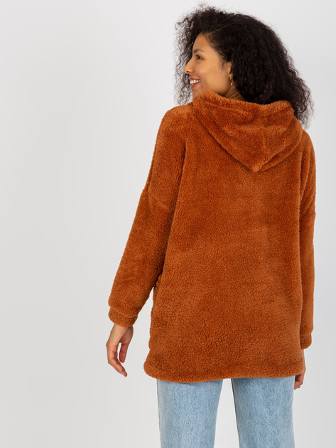 Hurt Jasnobrązowa futrzana bluza rozpinana z kieszeniami RUE PARIS