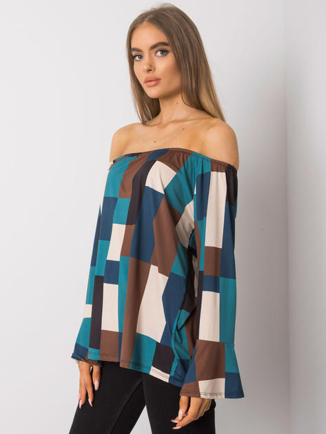 Ciemnoniebieska wzorzysta bluzka hiszpanka Reggie OCH BELLA