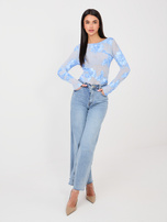 Light blue elegant mesh blouse.