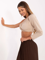 Beżowa krótka bluzka z bawełny RUE PARIS