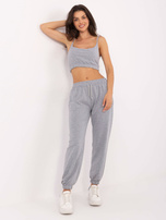 Szary melanżowy komplet ze spodniami joggerami Mado