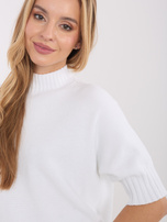 Ecru damski sweter ze ściągaczami